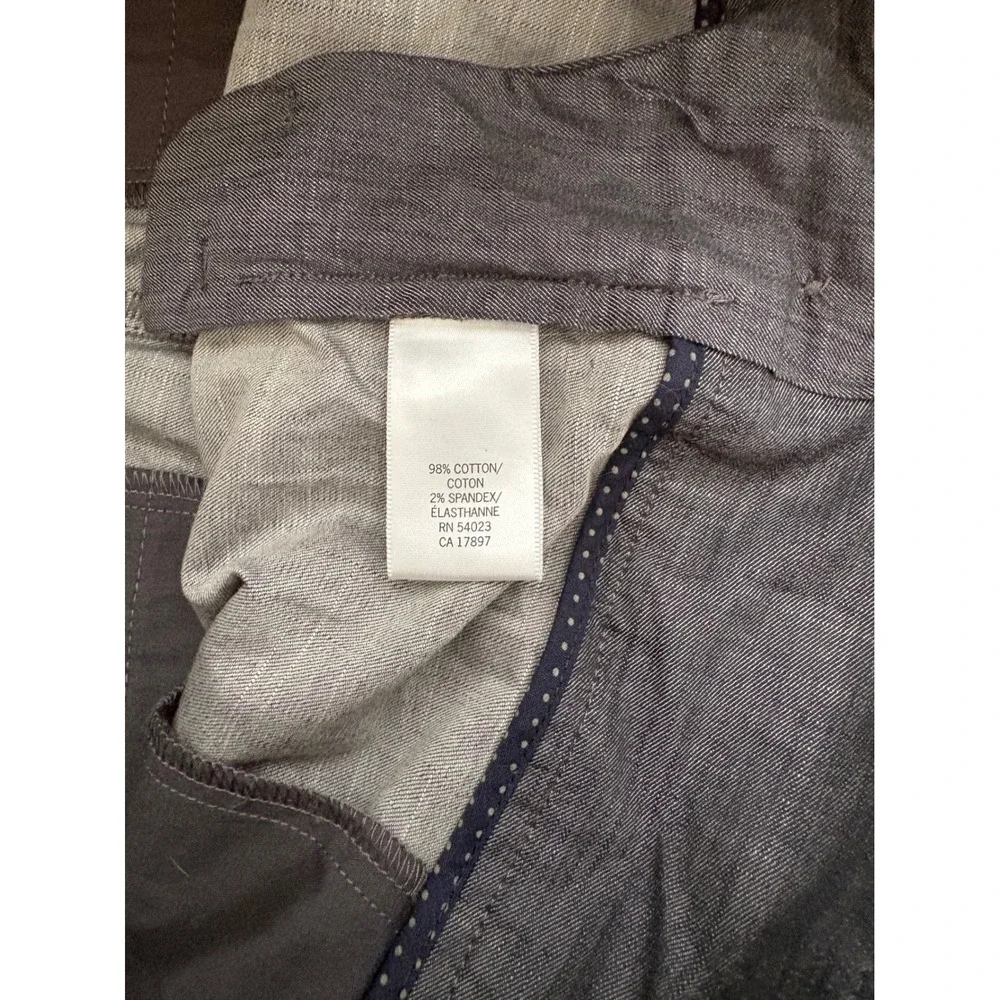 Banana Republic Womens 14 Wide Leg Trousers Gray Cotton Blend Cuffed Hem Pants